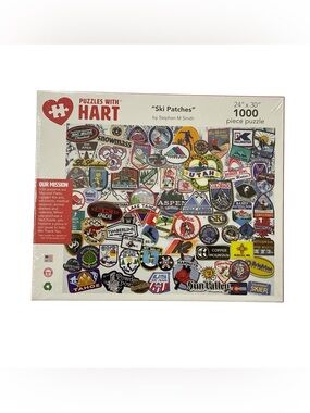 Hart Ski Patches 1000 Piece Puzzle Sealed 24x30 Ski